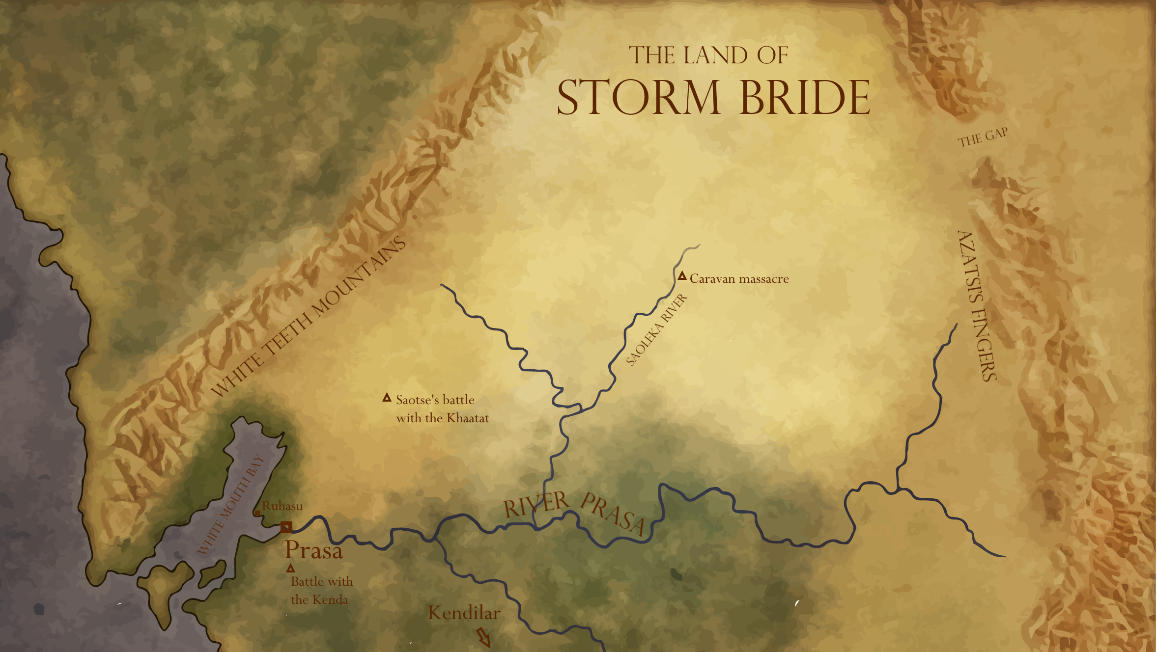 Map of the portion of Aratasa where Storm Bride is set.